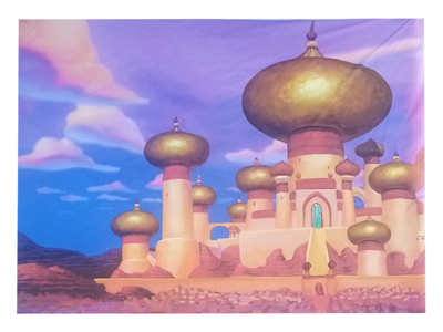 Fairytale Gold Dome Castle Backdrop Props, Prop Hire