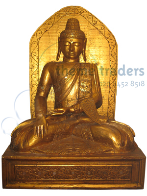 Buddha Sitting on Throne Statues - Vintage, antique, weathered Props, Prop Hire