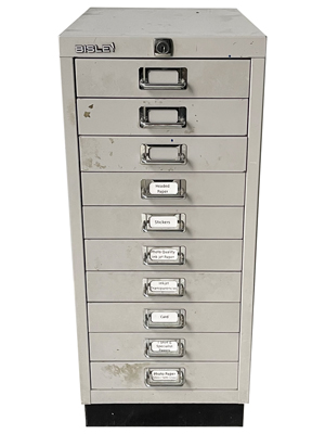 Multi Drawer Metal Office Filing Cabinet Props, Prop Hire