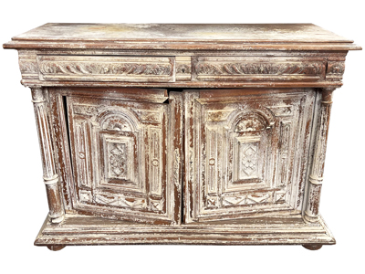 Blanched Ancient World Side Cabinet Props, Prop Hire