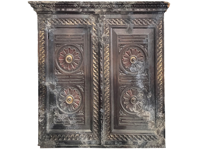 Ancient Historic Cabinet With Gold Detail Props, Prop Hire