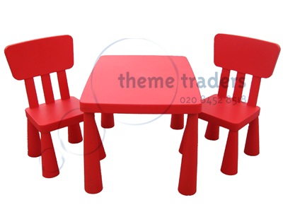 Red Childrens Table and Chairs Props, Prop Hire