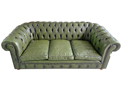 Green Chesterfield Settee Couch Props, Prop Hire