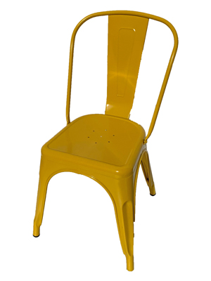Industrial Yellow Metal Chairs Props, Prop Hire