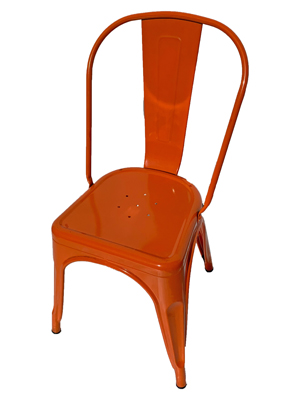 Industrial Metal Orange Chairs Props, Prop Hire