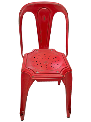 Red Industrial Tolix Style Chairs (Set of 6 Available) Props, Prop Hire
