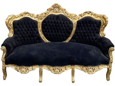 Royal Black 3 Seater Sofa Props, Prop Hire