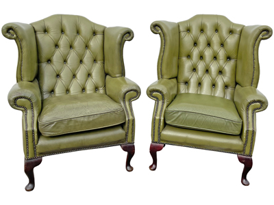 His and Hers Retro Chesterfield Wingback Chairs Pair ( priced individually) Props, Prop Hire