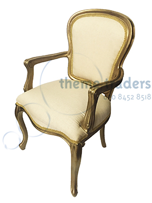 Carver Chair cream and gold Props, Prop Hire