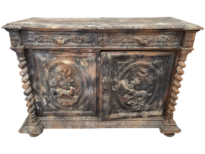 Very Ancient Heavily Hand Carved Sideboard Chest Drawers Props, Prop Hire