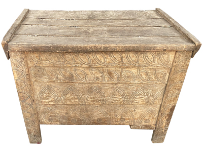 Ancient Crude Carved Wooden Chest Props, Prop Hire
