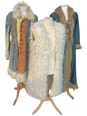 Hippy Denim Corduroy and Fur Coats Props, Prop Hire