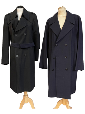Double Breasted Daywear Blue Period Raincoats Props, Prop Hire