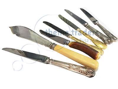 Assorted retro serving knives Props, Prop Hire