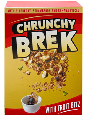 Supermarket Empty Crunchy Brek Cereal Boxes Props, Prop Hire