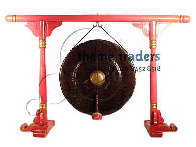 Oriental Gong on Red Stand Props, Prop Hire
