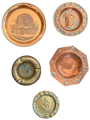 Brass and Copper Ashtrays Props, Prop Hire