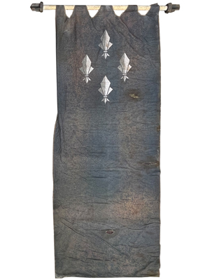 Historic Heraldic Weathered Lined 3 Metre Banners Props, Prop Hire