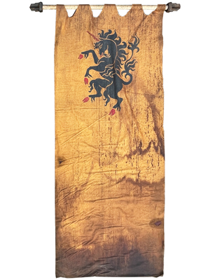 Historic Heraldic Weathered Lined 3 Metre Banners Props, Prop Hire