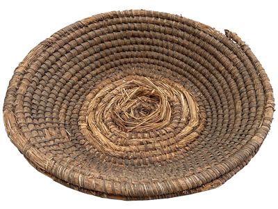 Ancient Wicker Market Flat Market Basket Props, Prop Hire