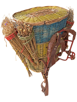 Peasant Market Wicker Backpack Basket Props, Prop Hire