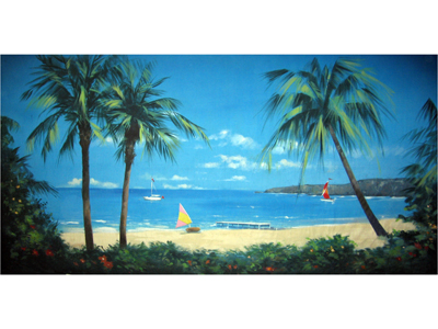 Tropical Beach Baywatch Backdrop Props, Prop Hire