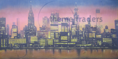 Manhattan Skyline at Night backdrop Props, Prop Hire