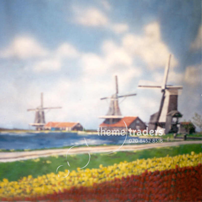 Tulips Windmill Dutch Backdrop Props, Prop Hire