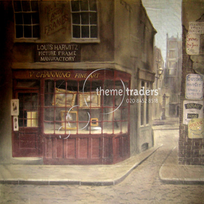 Old Victorian Street Scene Backdrop Props, Prop Hire