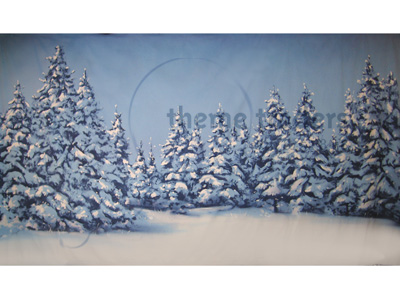 Tree Winter Covered in Snow Backdrop Props, Prop Hire