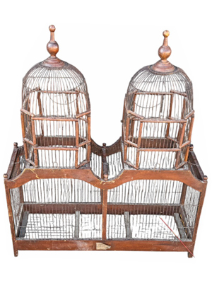 Double Victorian Antique Bird Cages Props, Prop Hire