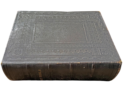Perfect Altar Size Black Leather Gold Leaf Bible Props, Prop Hire