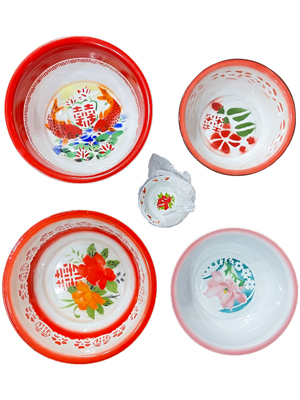 Chinese Enamelled 38 Centimetre Bowls Props, Prop Hire