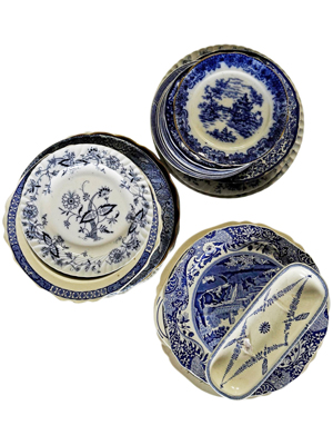 Blue Crockery Plates Bowls Props, Prop Hire