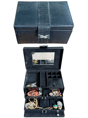 Black Leather and Snakeskin Jewelry Box Props, Prop Hire