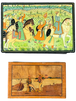 Indian and Dutch Decorative Lacquer Boxes Props, Prop Hire