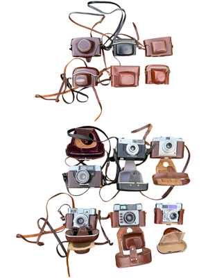 Retro Cameras in Original Cases Props, Prop Hire