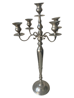 1 Metre Silver Candelabra Props, Prop Hire