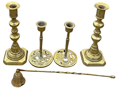 Brass Candle Stick Holders Props, Prop Hire
