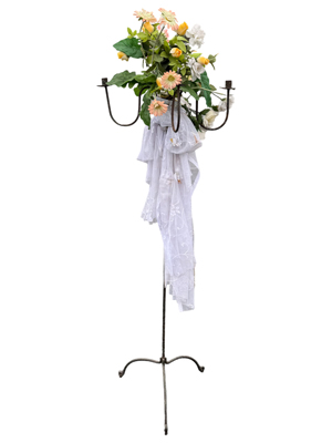 Dressed Retro 5 Prong Metal Candelabra 1.7 Metre Props, Prop Hire