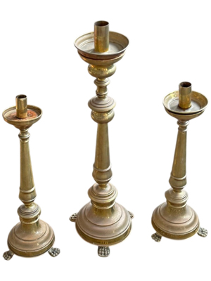 Antique Brass Candle Holder Candlesticks Brass with Claw Feet Props, Prop Hire