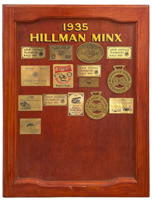 Hillman Minx Car Emblem Medal Board Props, Prop Hire