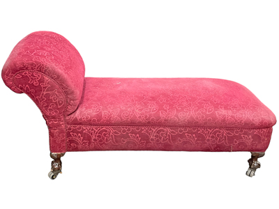 Period Brocade Chaise Longue On Castors Props, Prop Hire