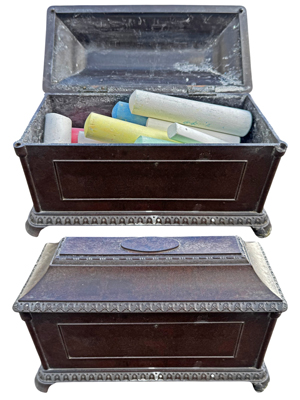 Vintage Casket With Chalk Props, Prop Hire