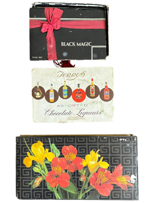 Retro Chocolate Boxes Props, Prop Hire