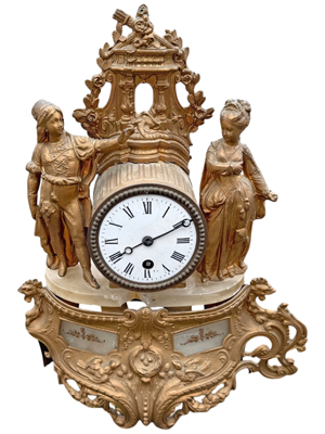 French Gold Ornate Clock Props, Prop Hire