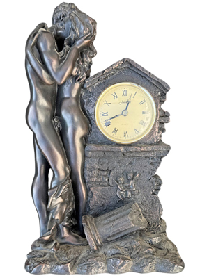 Vintage Crossa Bronze Resin Lovers Classical Clock Props, Prop Hire