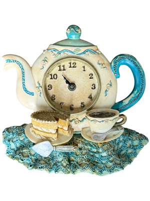 Handcrafted wall Clock Teatime Cake Props, Prop Hire