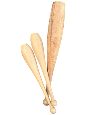 Antique Circus Wooden Juggling Clubs Props, Prop Hire