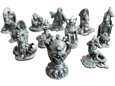 Pewter Fantasy Figurines Magic Dragon (set of 12, priced per one) Props, Prop Hire